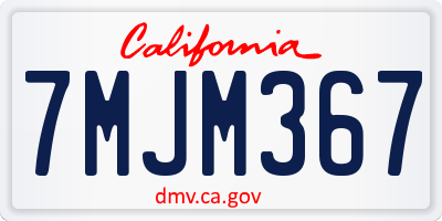 CA license plate 7MJM367