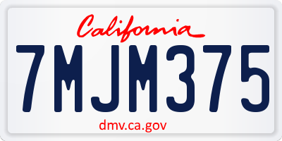 CA license plate 7MJM375