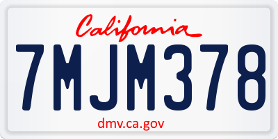 CA license plate 7MJM378