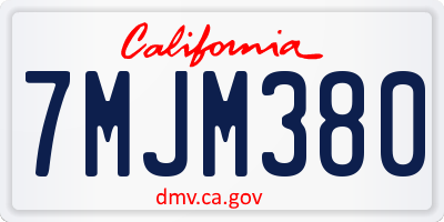 CA license plate 7MJM380