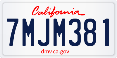 CA license plate 7MJM381