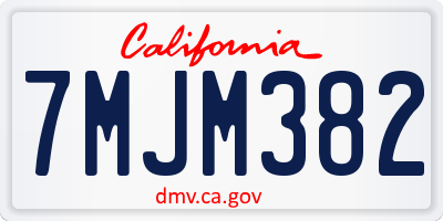 CA license plate 7MJM382