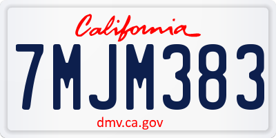 CA license plate 7MJM383