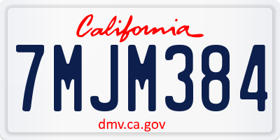 CA license plate 7MJM384