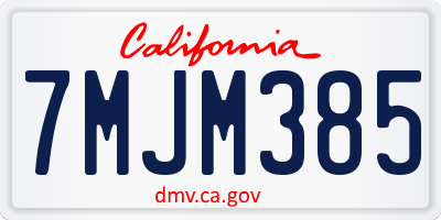 CA license plate 7MJM385