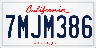 CA license plate 7MJM386