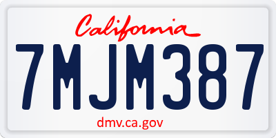 CA license plate 7MJM387