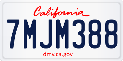 CA license plate 7MJM388