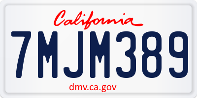 CA license plate 7MJM389