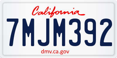 CA license plate 7MJM392