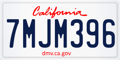 CA license plate 7MJM396