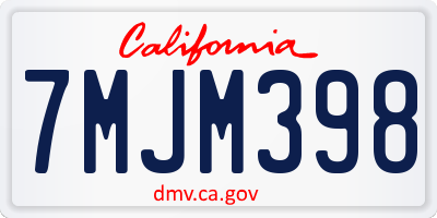 CA license plate 7MJM398