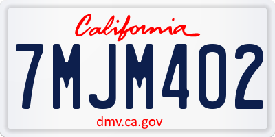 CA license plate 7MJM402