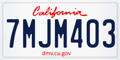 CA license plate 7MJM403