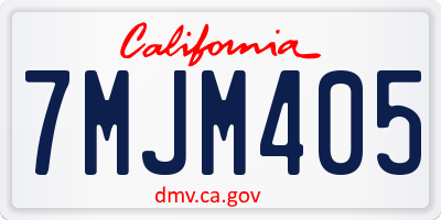 CA license plate 7MJM405