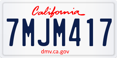 CA license plate 7MJM417