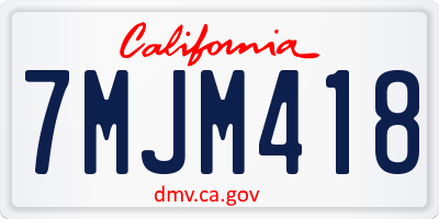 CA license plate 7MJM418