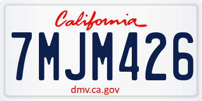 CA license plate 7MJM426