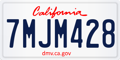 CA license plate 7MJM428