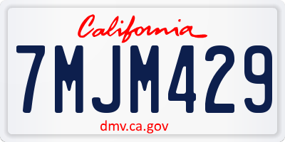 CA license plate 7MJM429