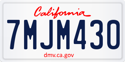 CA license plate 7MJM430