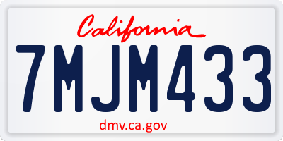 CA license plate 7MJM433