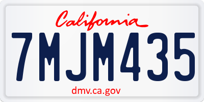 CA license plate 7MJM435