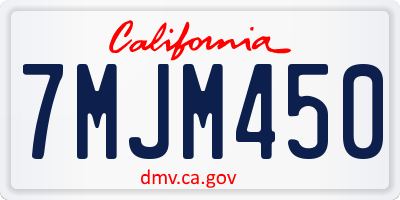 CA license plate 7MJM450