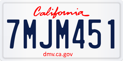 CA license plate 7MJM451