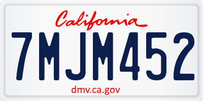 CA license plate 7MJM452