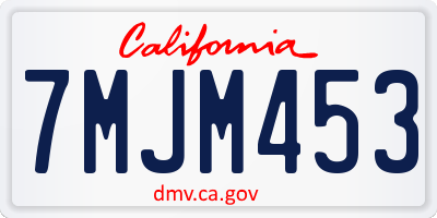 CA license plate 7MJM453