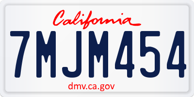 CA license plate 7MJM454