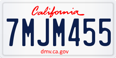 CA license plate 7MJM455