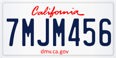 CA license plate 7MJM456