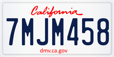 CA license plate 7MJM458