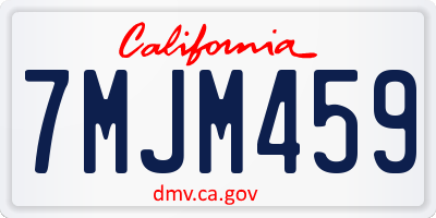 CA license plate 7MJM459