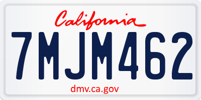 CA license plate 7MJM462