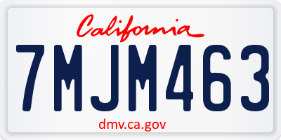 CA license plate 7MJM463