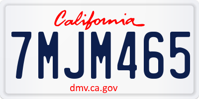 CA license plate 7MJM465