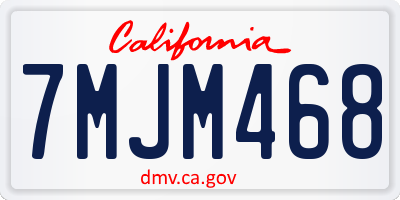 CA license plate 7MJM468