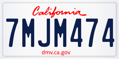 CA license plate 7MJM474