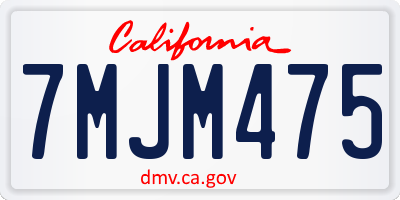 CA license plate 7MJM475