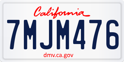 CA license plate 7MJM476