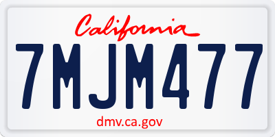 CA license plate 7MJM477