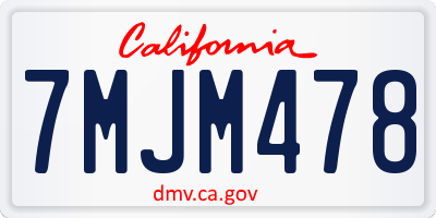 CA license plate 7MJM478