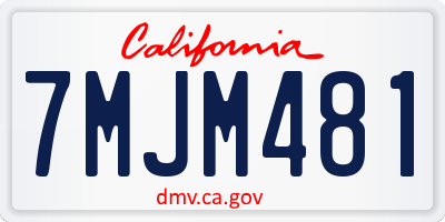 CA license plate 7MJM481