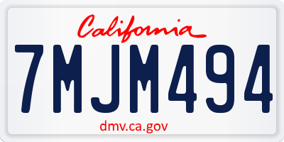 CA license plate 7MJM494