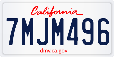 CA license plate 7MJM496