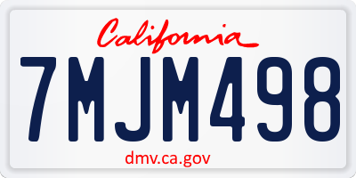 CA license plate 7MJM498