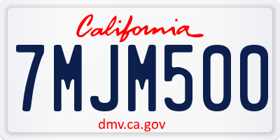 CA license plate 7MJM500